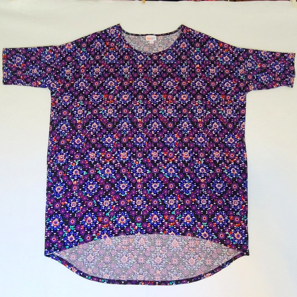 LuLaRoe High Low Tunic Top Geometric Floral Print Stretch Comfort Casual Wear